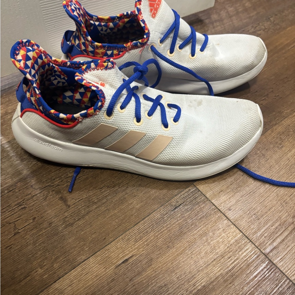 Adidas Kids White and Tan Sneakers